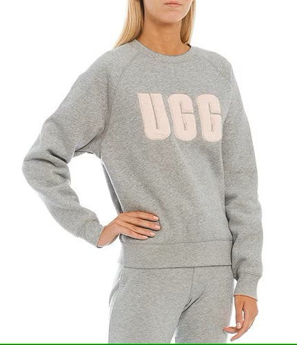 UGG Madeline Fuzzy Logo Crewneck, Grey Heather/Sonora