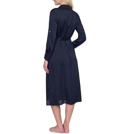 Gottex Monte Carlo Point Collar Long Sleeve Button Front Shirt Dress Swim Cover Up