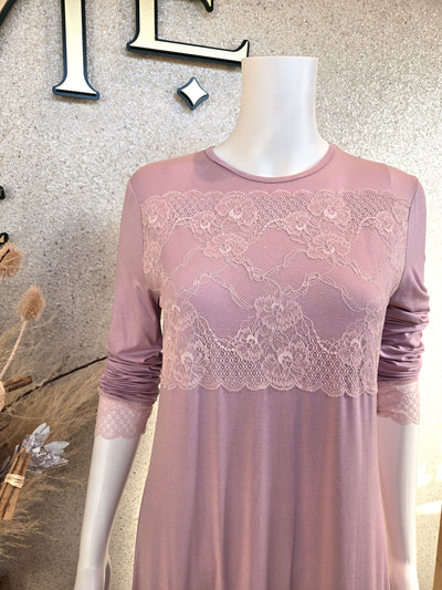 Rosella Lace Insert Nightgown, Dusty Pink