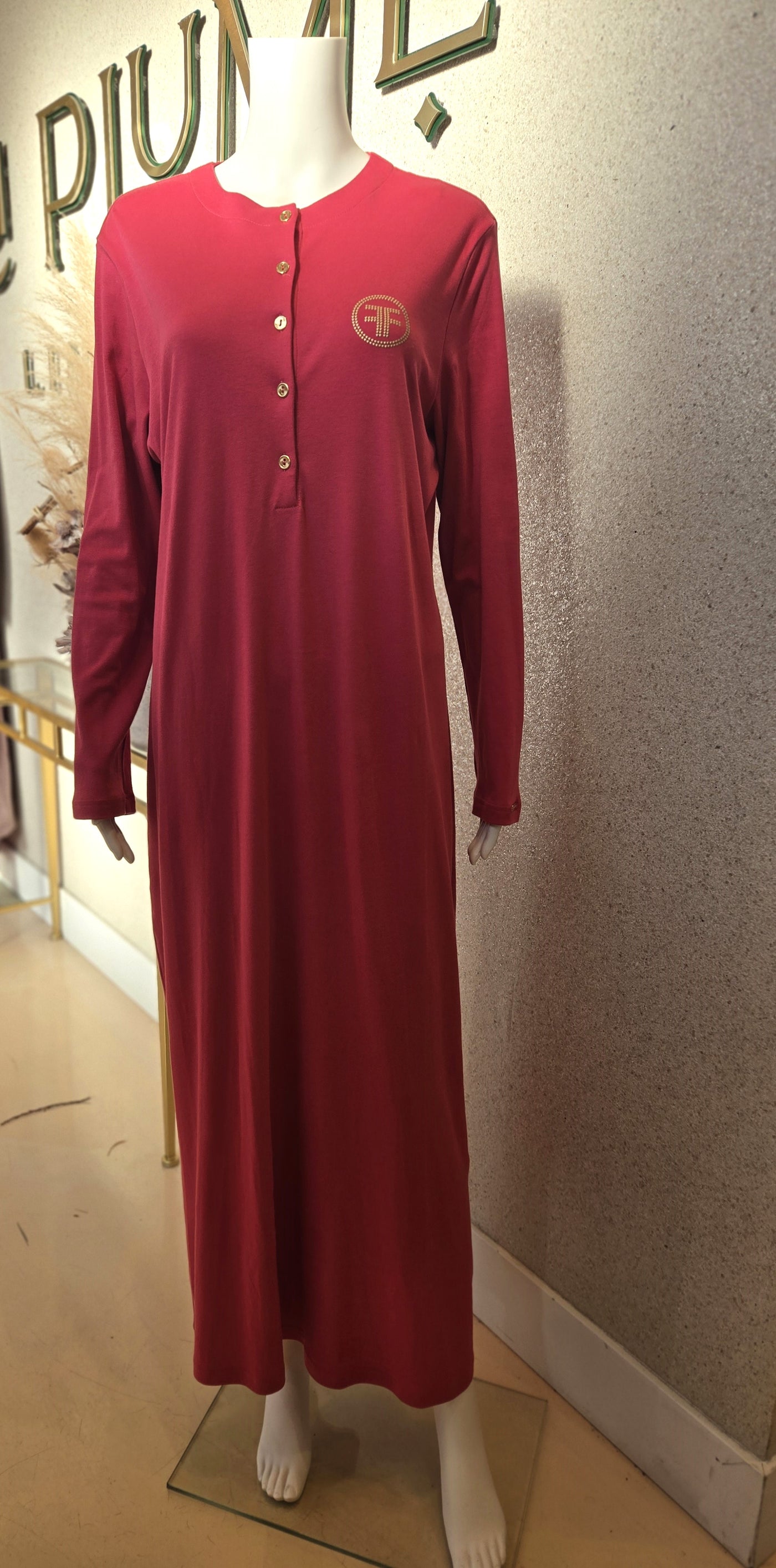 Furstenberg Cotton Button Nightgown, Cherry