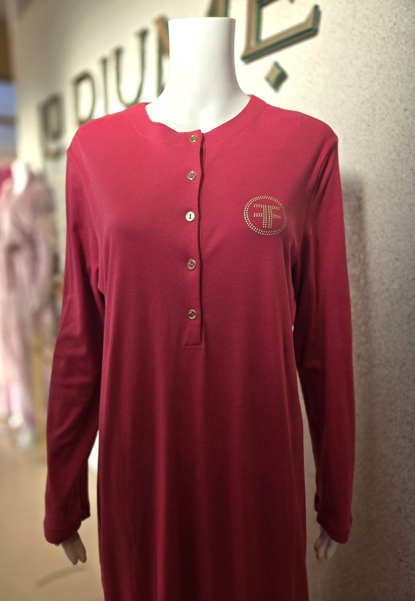 Furstenberg Cotton Button Nightgown, Cherry
