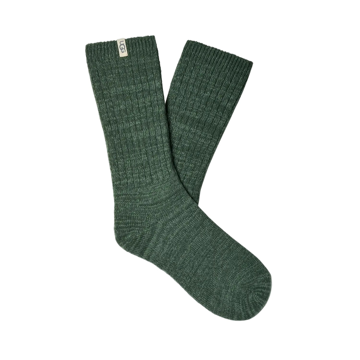 Rib Knit Slouchy Crew Sock, Green Stone
