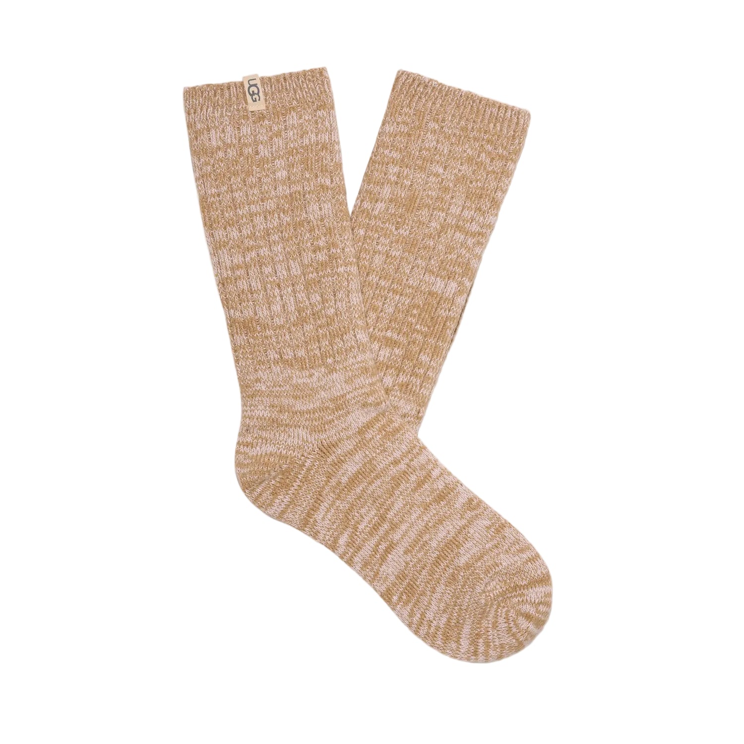 Rib Knit Slouchy Crew Sock, Sand