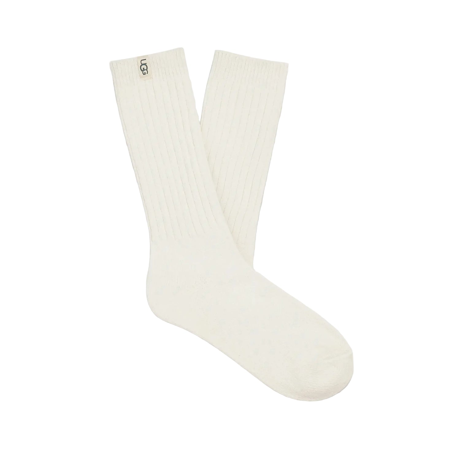 Rib Knit Slouchy Crew Sock, White