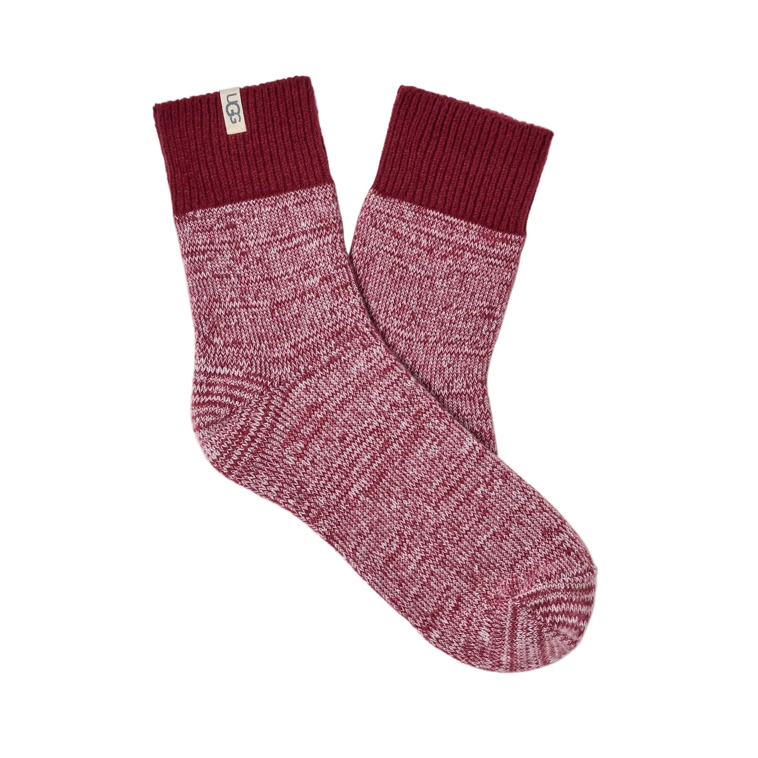 UGG Rib Knit Slouchy Quarter Socks, Coffee Berry