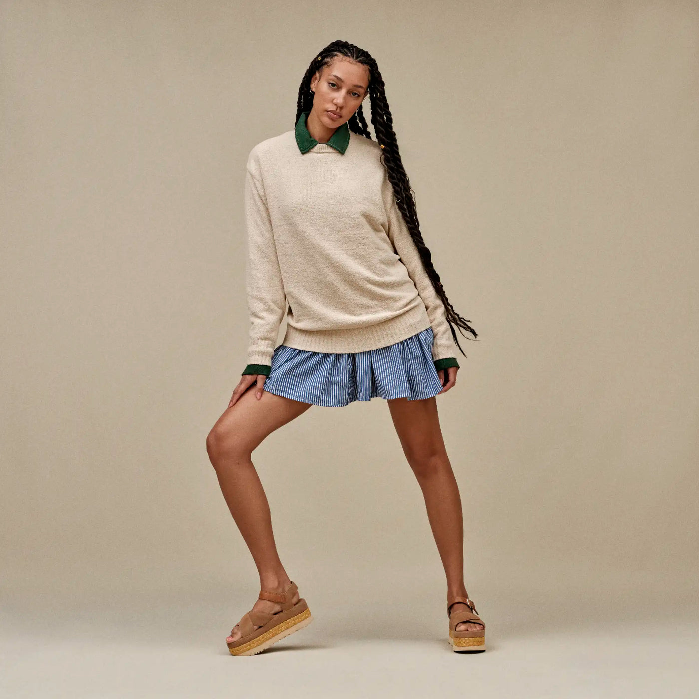 UGG W Riz Oversized Crewneck Top Lite, Sand