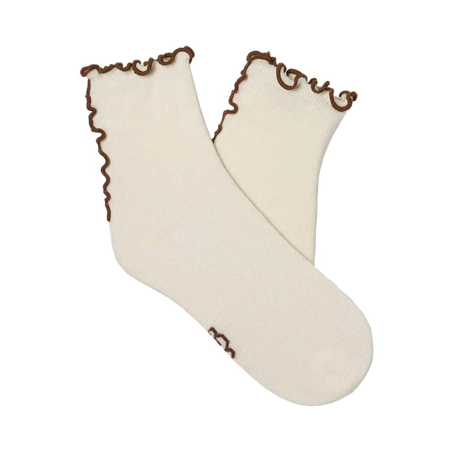UGG Karsyn Lettuce Edge Quarter Socks, Vanille/Chestnut
