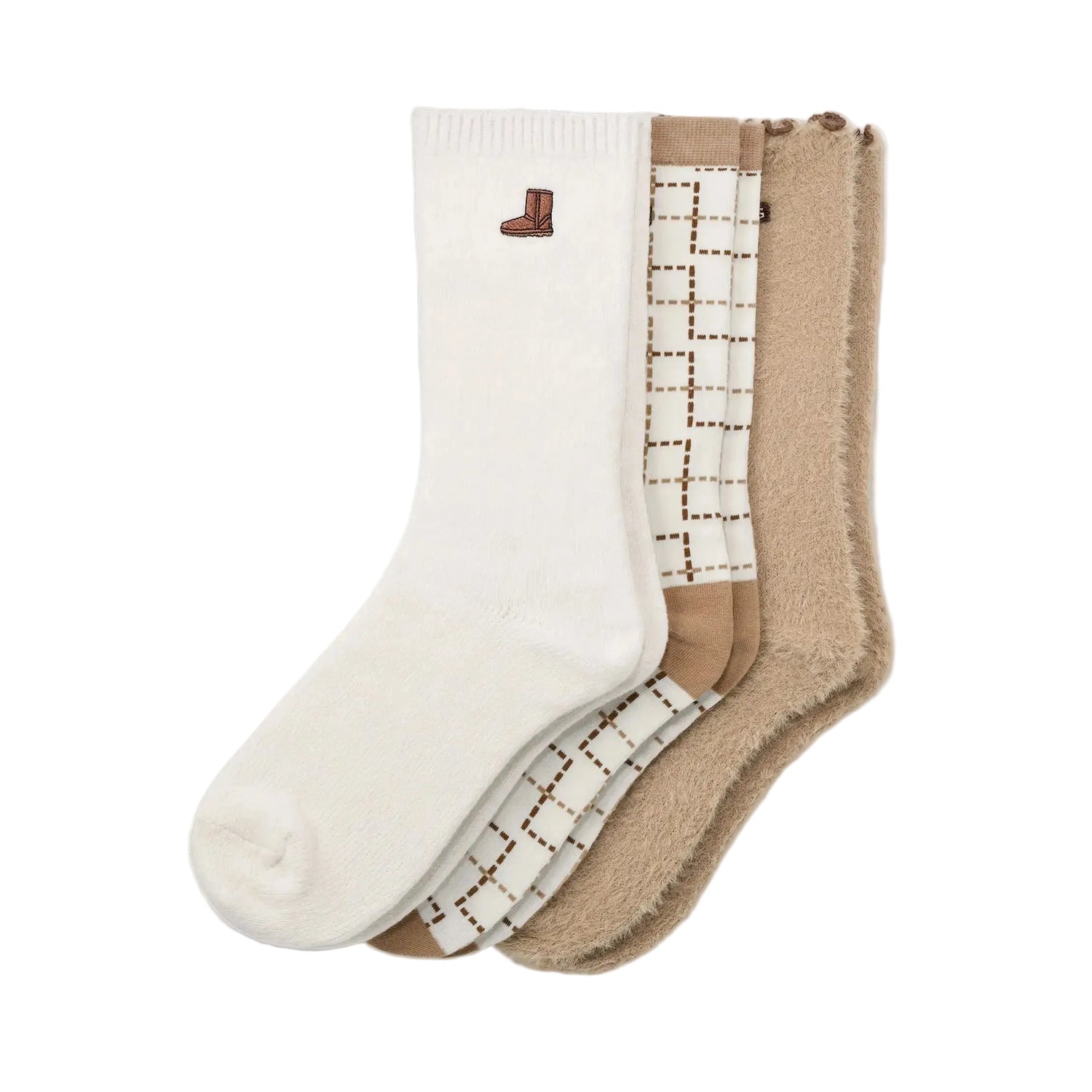1181414 UGG Classic Crew 3 Pack, Classic Boot/Plaid/Sand