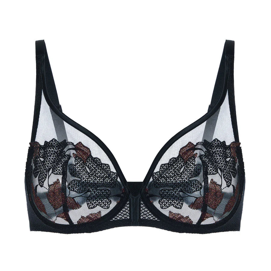 Simone Perele Dahlia Noir Copper Lace Unlined Bra, Black