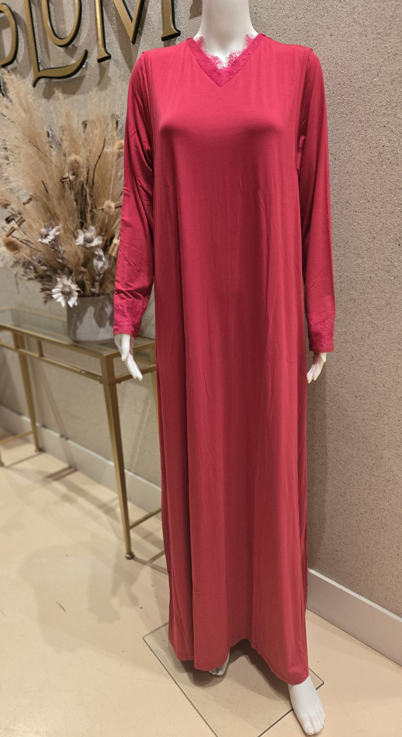 Rosella Nightgown with lace, Ruby 07