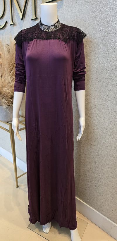 Rosella Lace Detail Nightgown, Strawberry, Plum