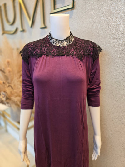 Rosella Lace Detail Nightgown, Strawberry, Plum