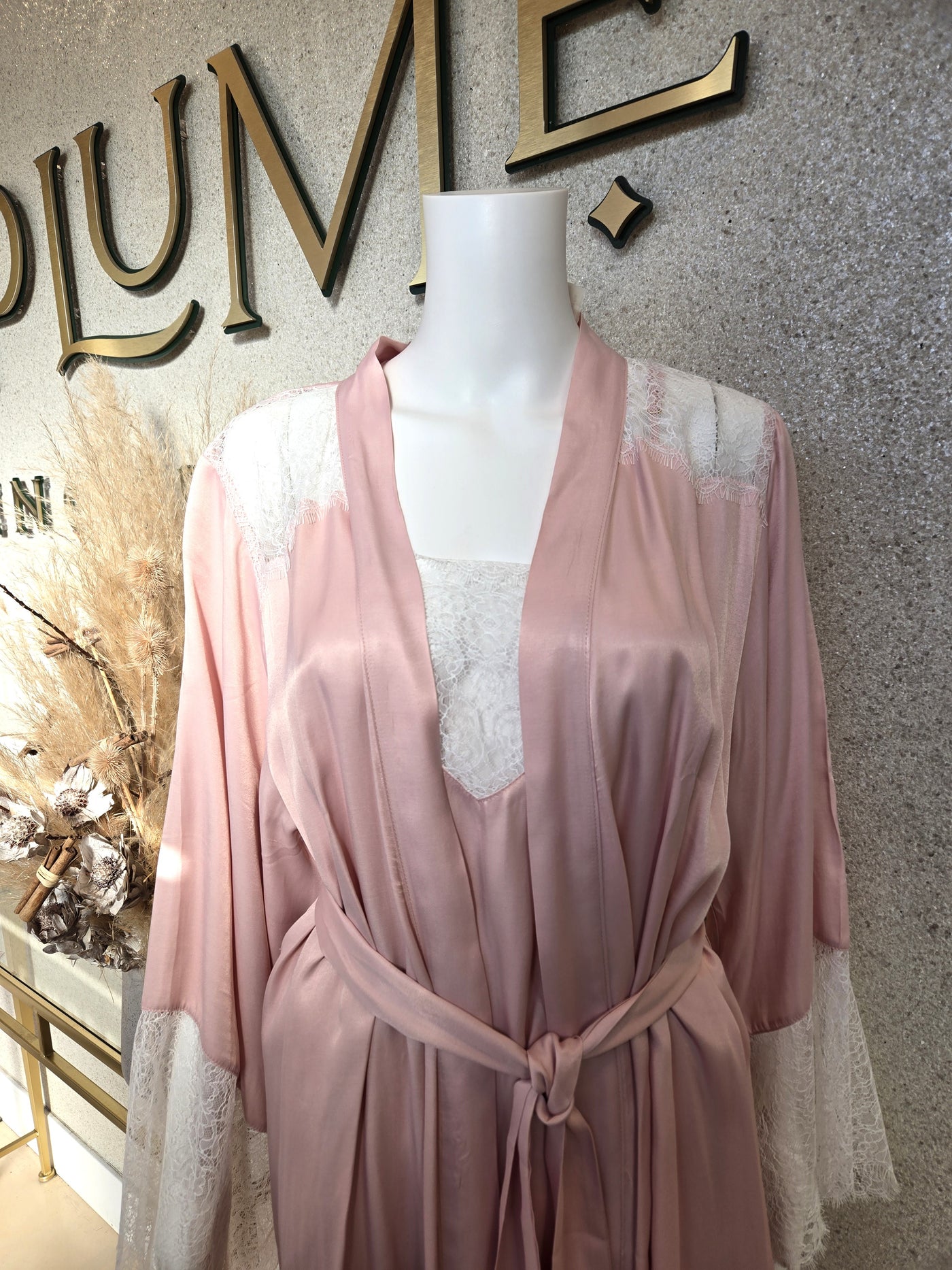 OH ZUZA!  Robe with Lace Design, Dusty Pink