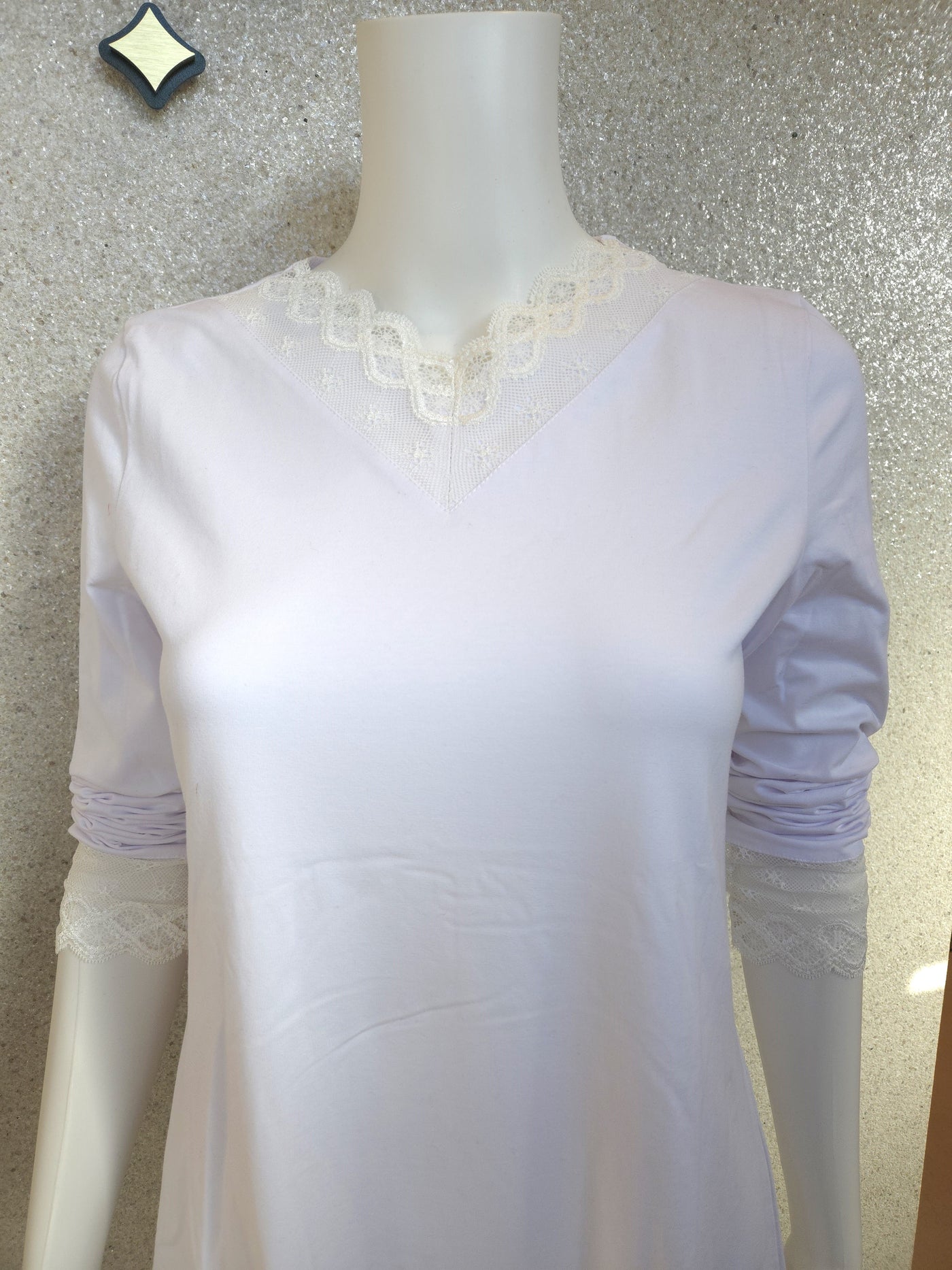 Oh ZUZA! Cotton Long sleeve Nightdress  with Lace,  White