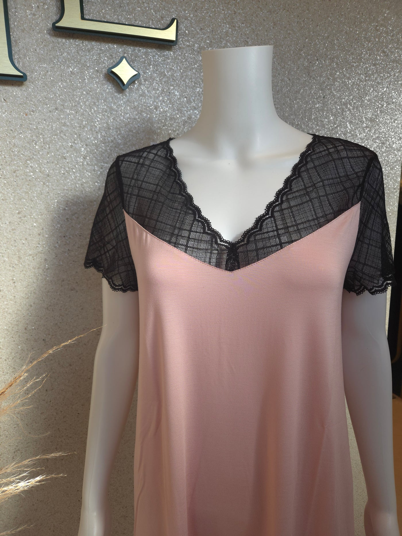 OH ZUZA!  Nightdress with lace front and back design , Dusty Pink