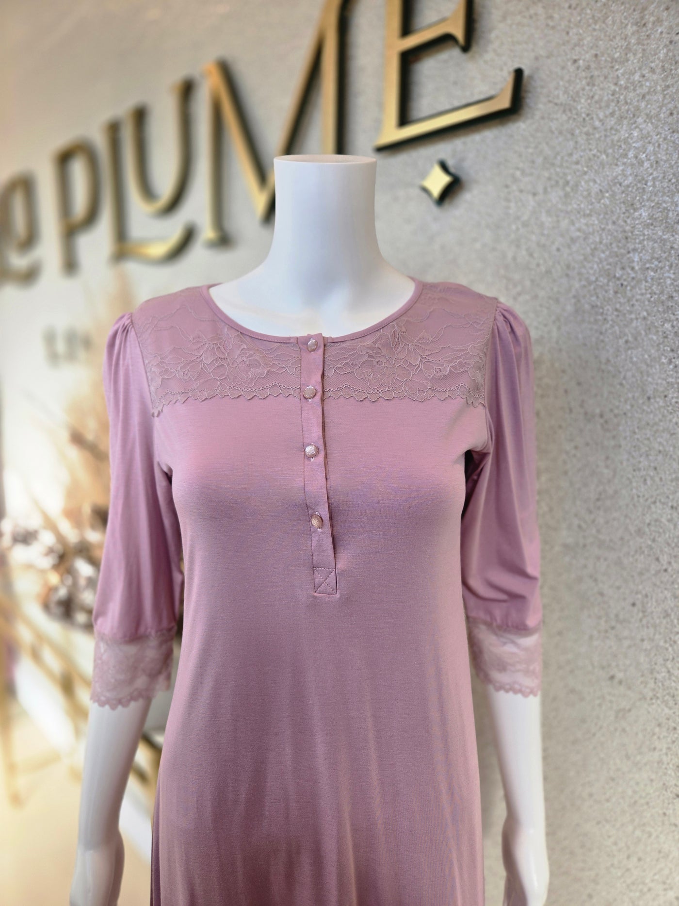 Vanilla Night Shirt with Lace , Lilac.