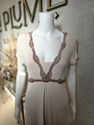 Oh ZUZA! Nightgown with Lace  , Cappucinno
