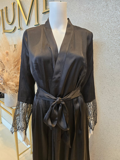 Rosella Satin Lace Detail Wrap, Black
