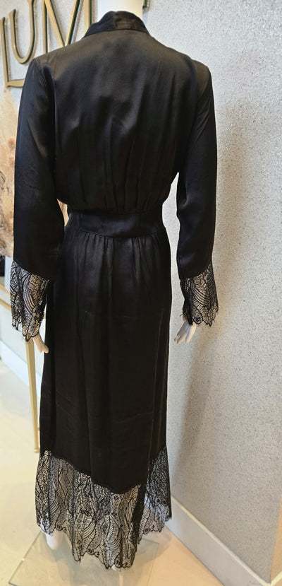 Rosella Satin Lace Detail Wrap, Black
