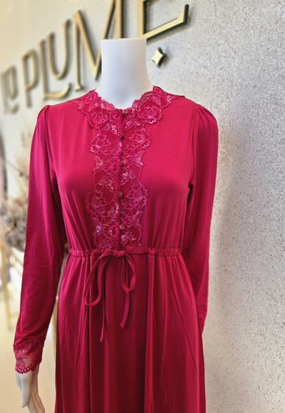 Rosella,  Waisted & Button Nightgown, Ruby
