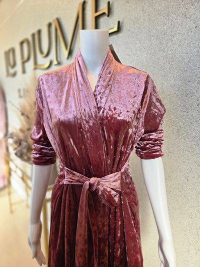 Pen.ky Luxurious Crushed Velvet Morning Robe Dark Pink