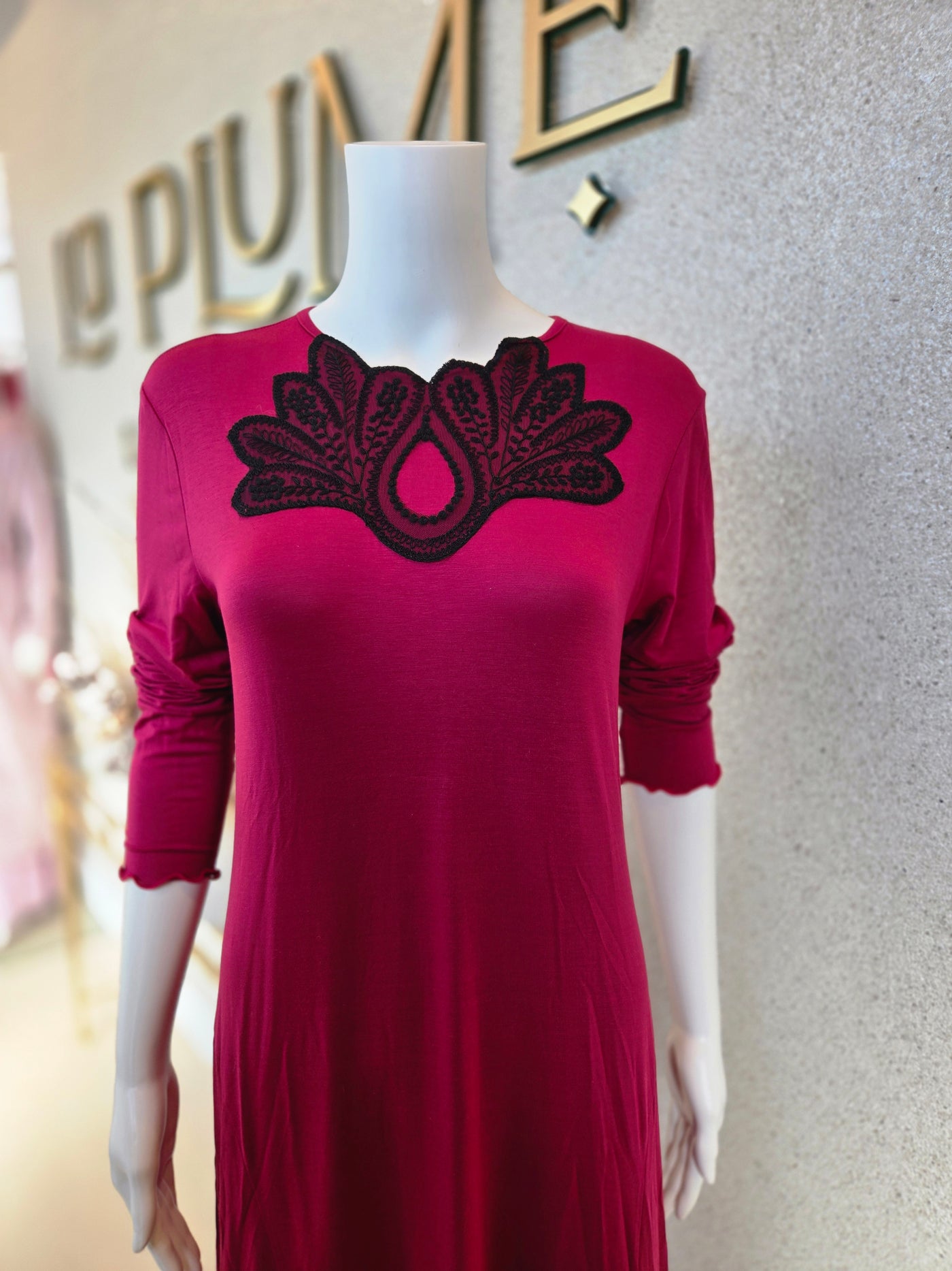 Rosella Nightgown with Lace Detail, Chili