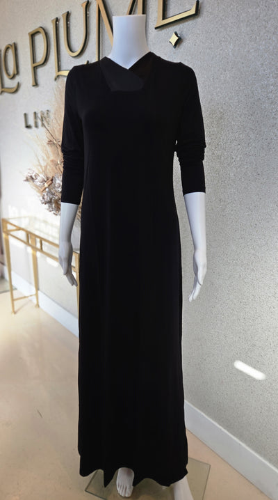 Rosella, Satin V-Neck Nightgown, Black