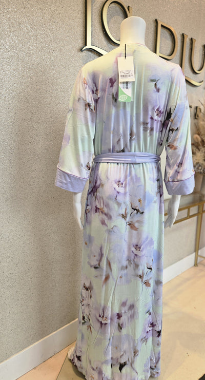 Verdiani Donna Printed Morning Robe Wrap, Lavanda