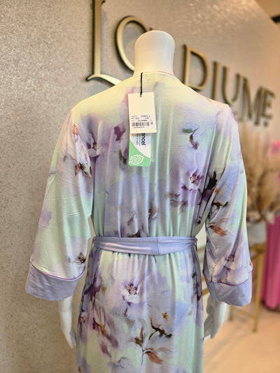 Verdiani Donna Printed Morning Robe Wrap, Lavanda