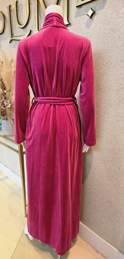 Furstenberg Velour Morning Robe Wrap w/Pockets, 545Kir