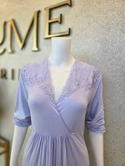 Verdiani Donna Embroidered Crossover Nightgown, Lavanda