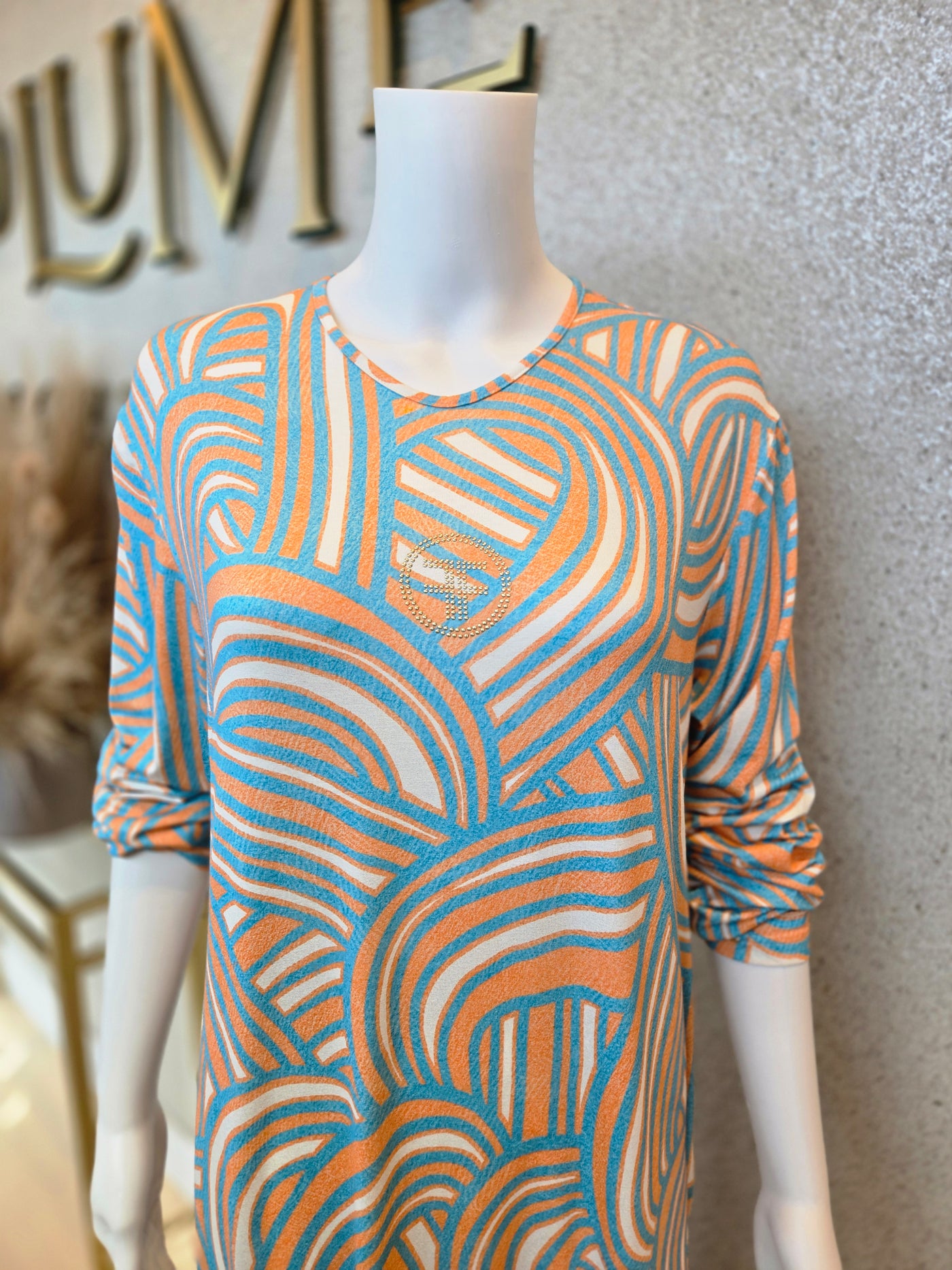 Furstenberg Printed Night Gown, Ecru Manddarin
