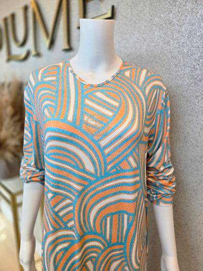 Furstenberg Printed Night Gown, Ecru Manddarin