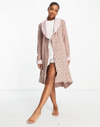 UGG Duffield II Morning Robe, Clay Pink Leopard