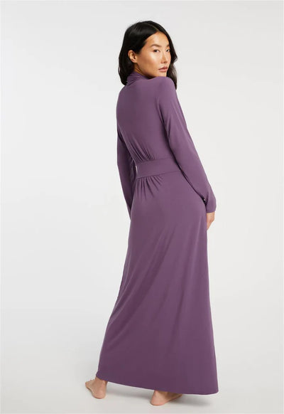 Fleur't Long Morning Robe with Silk Tie, Iris