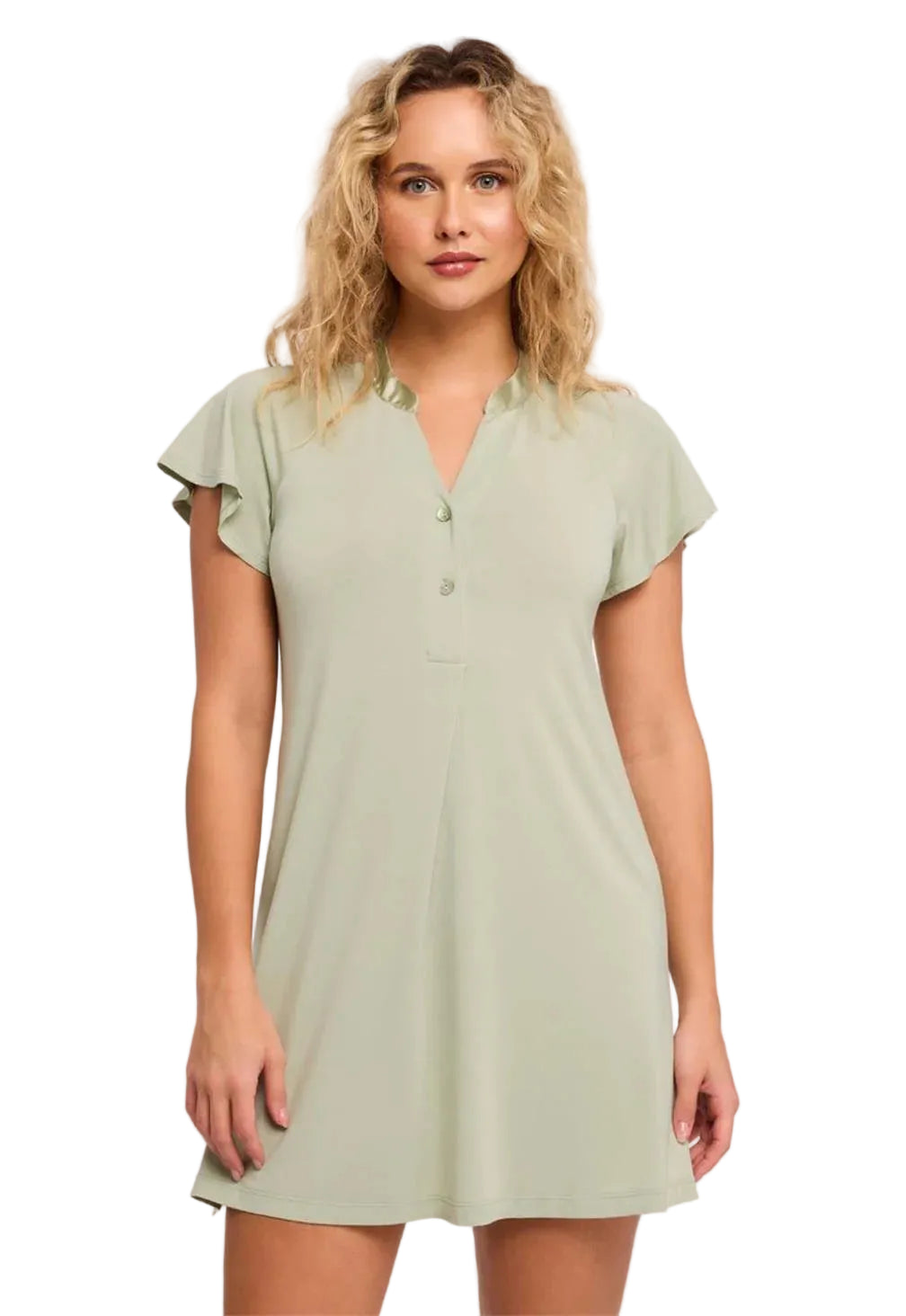 Fleur't 638 Fluttered Sleeve Nightshirt, Fern