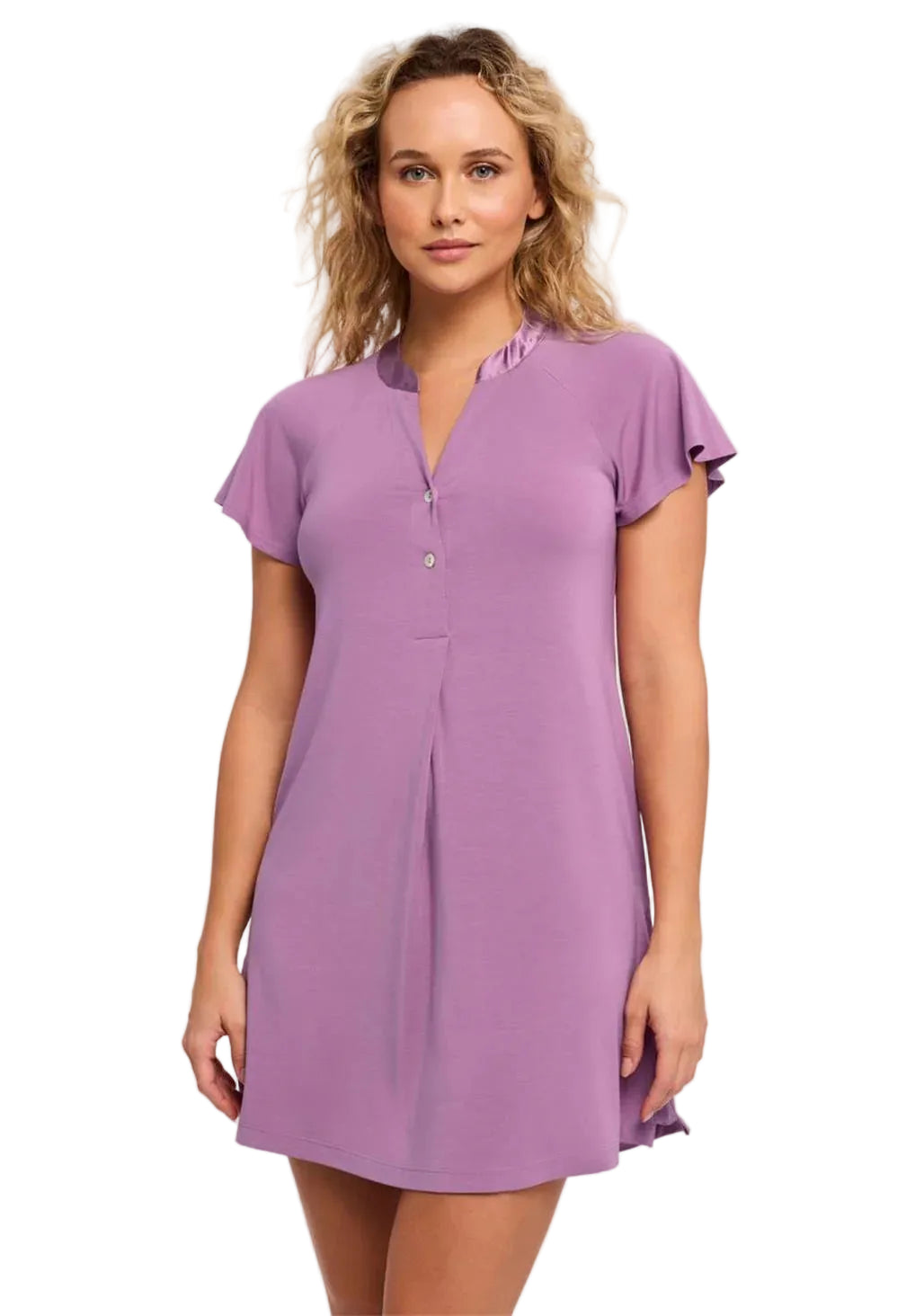 Fleur't 638 Fluttered Sleeve Nightshirt, Berry Glaze