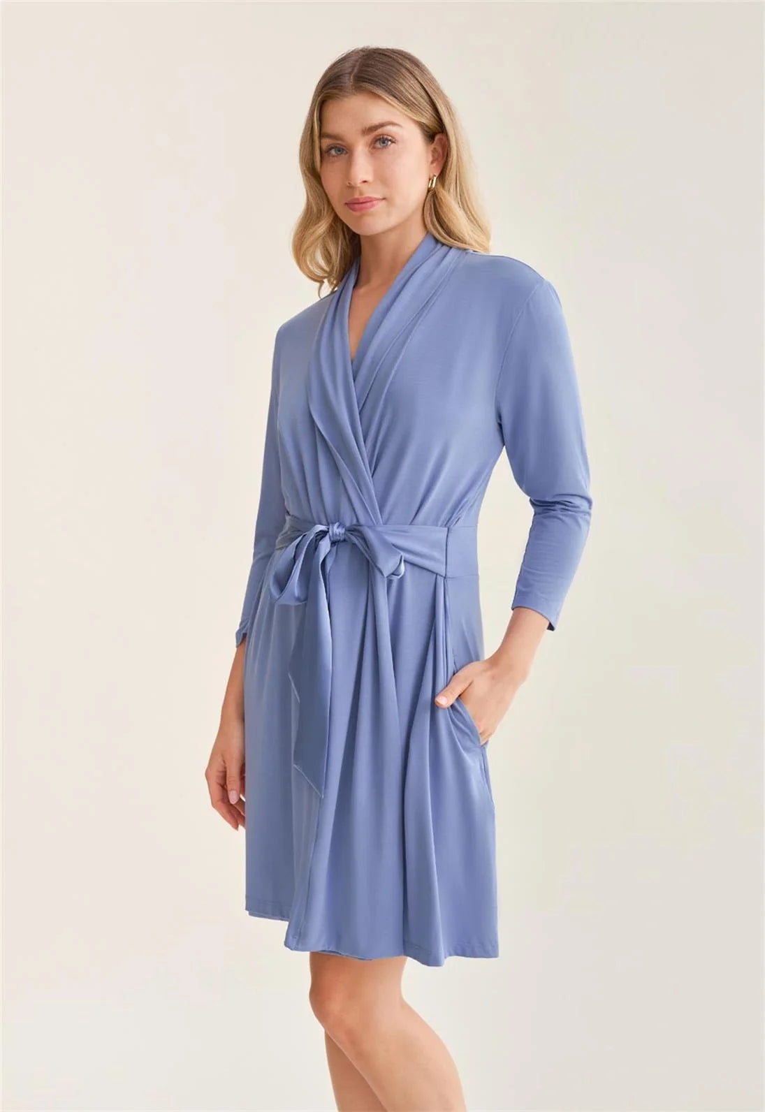 Fleur't Iconic Robe with Silk Ties 620, Denim