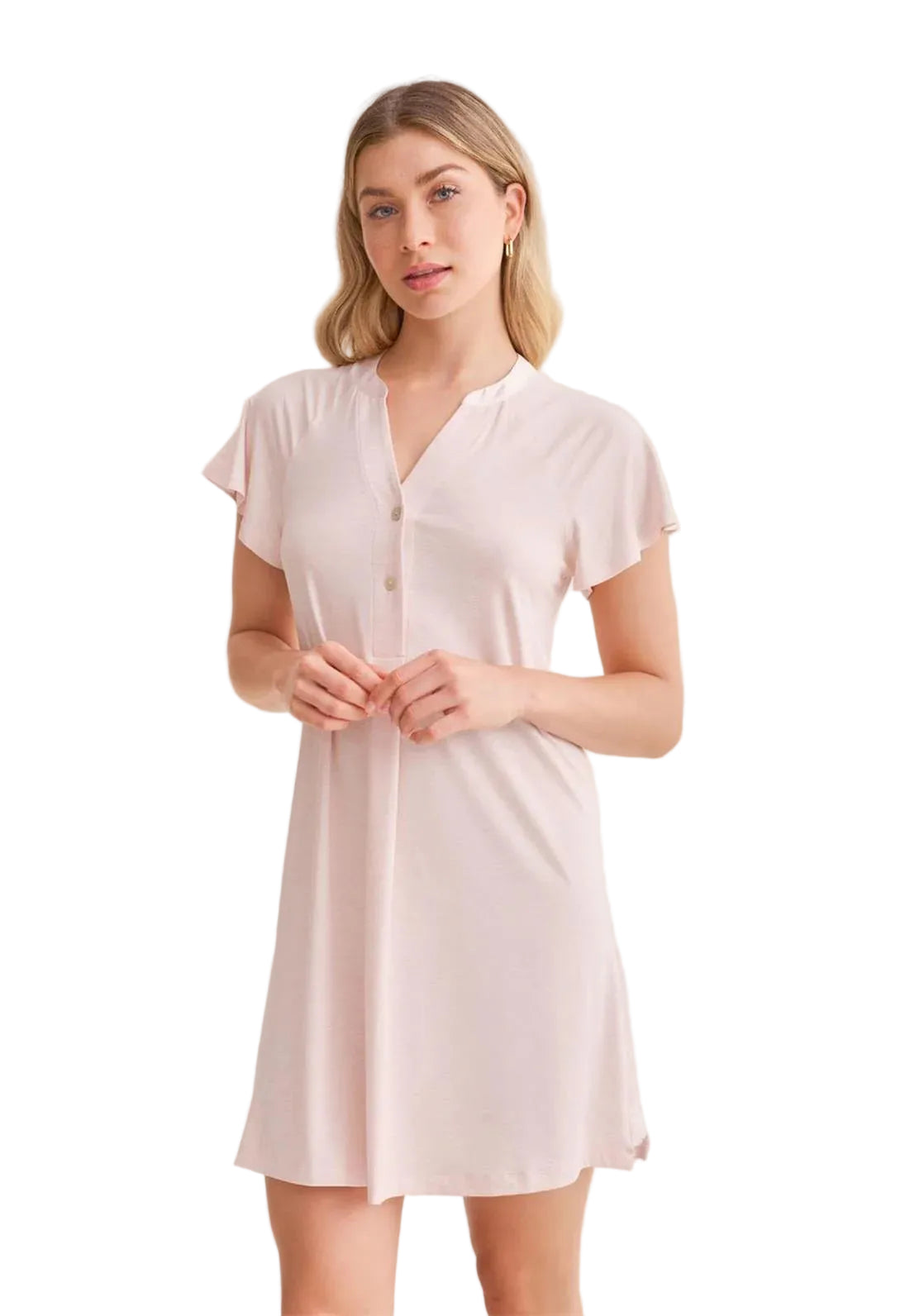 Fleur't 638 Fluttered Sleeve Nightshirt, Strawberry Whip