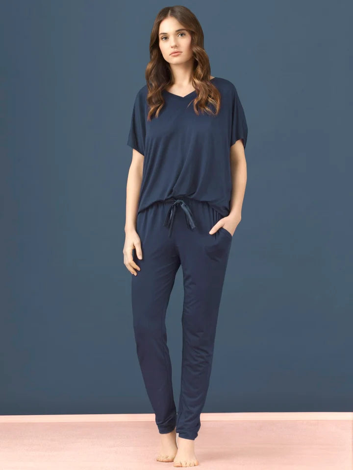 Vanilla Night and Day Long Pant Pajamas Set, Navy