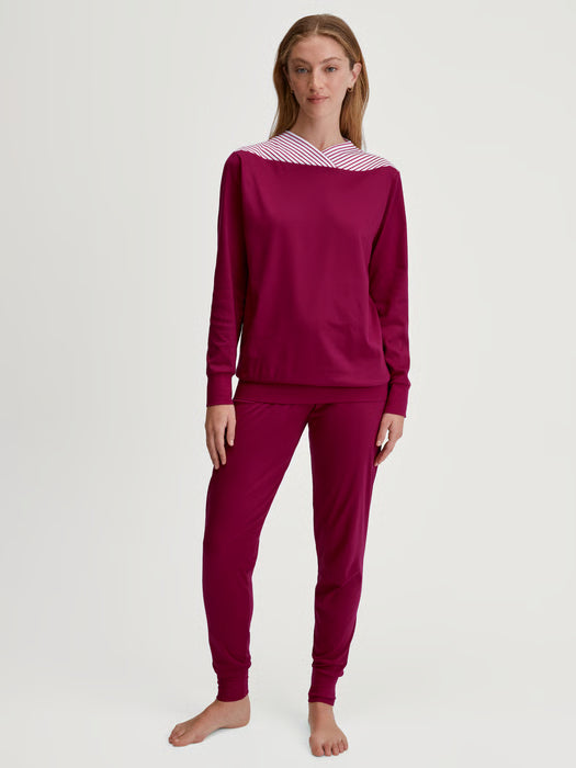 Calida Pajamas with cuff, Wine