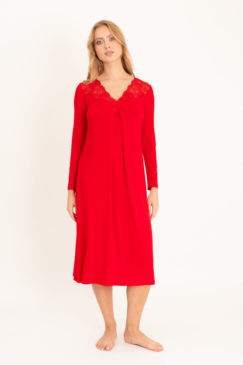 Oh ZUZA ! Nightdress Long Sleeve , Red