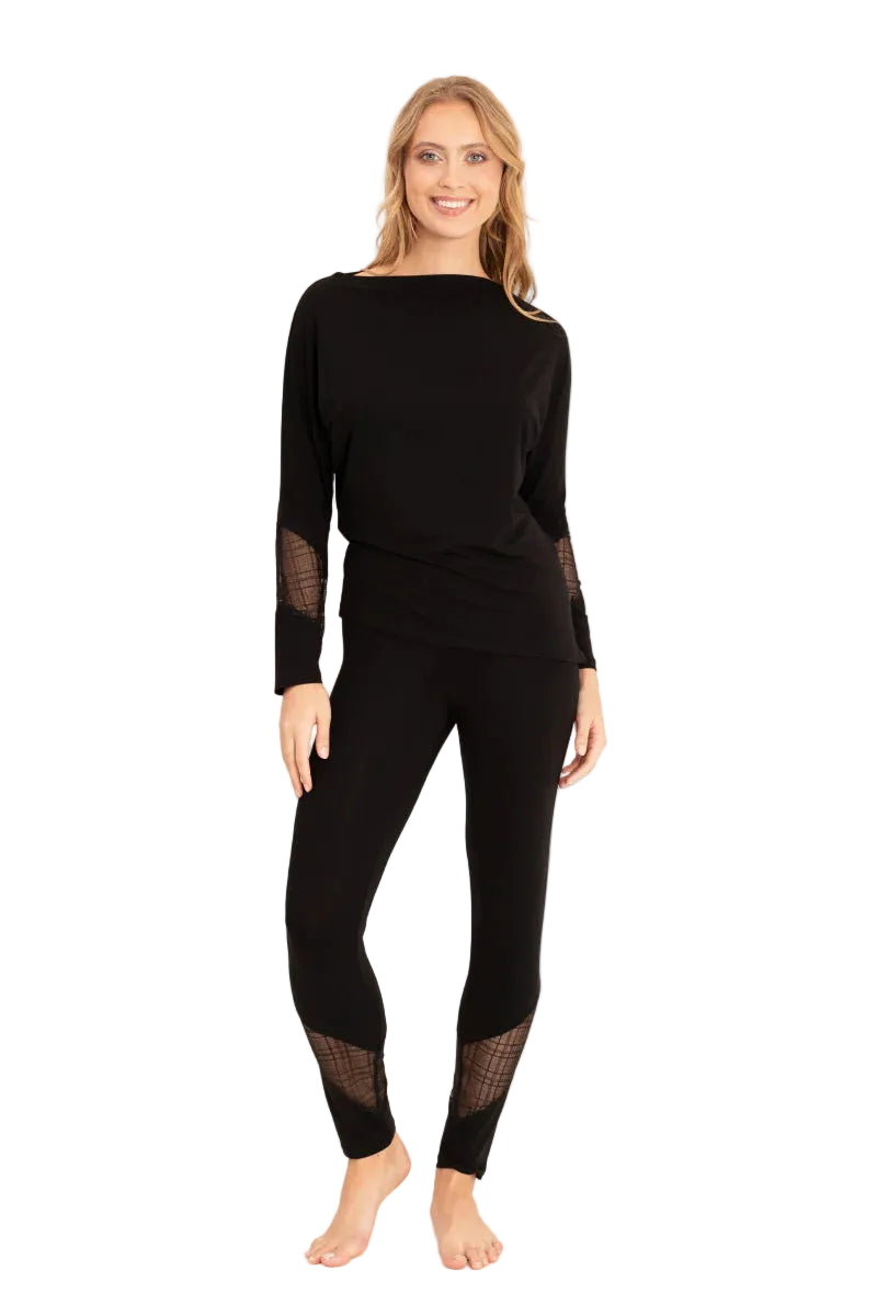 4334 Pajama with Lace details, Black