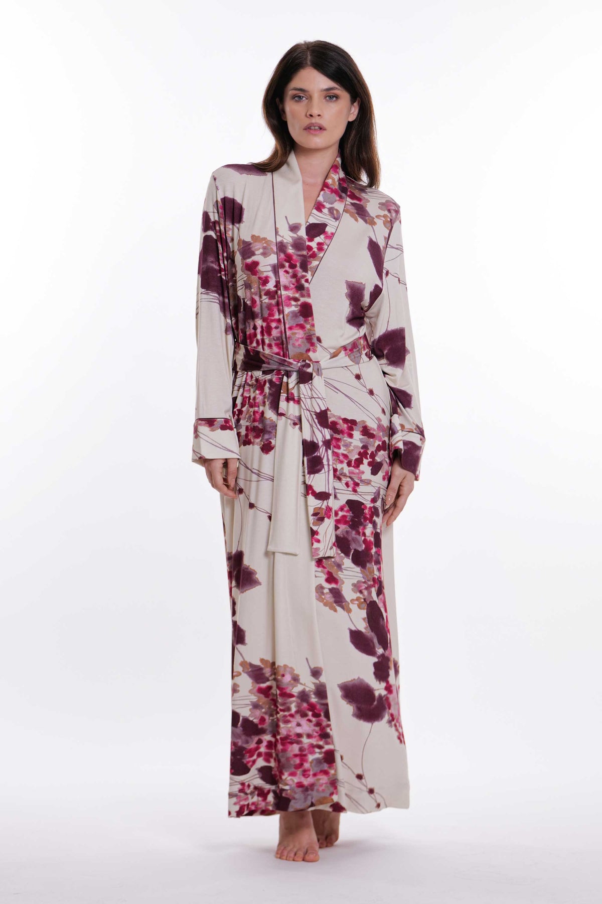 Verdiani Wrap Robe with Wide Cuffs 4611, Moka 56
