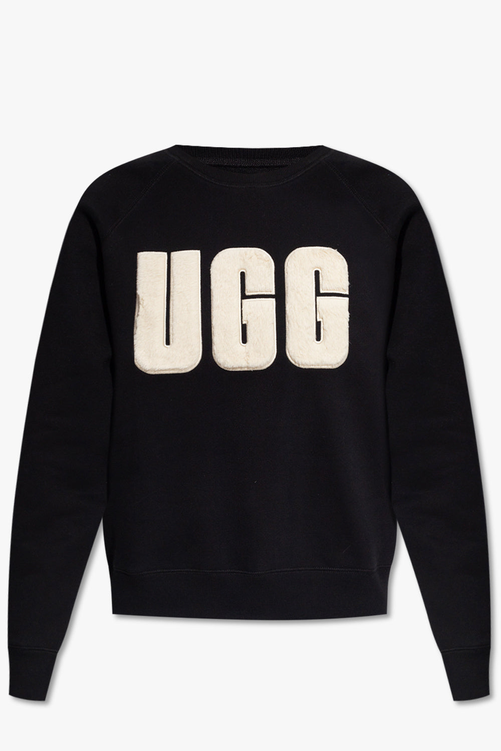 UGG Madeline Fuzzy Logo Crewneck, Black/Cream