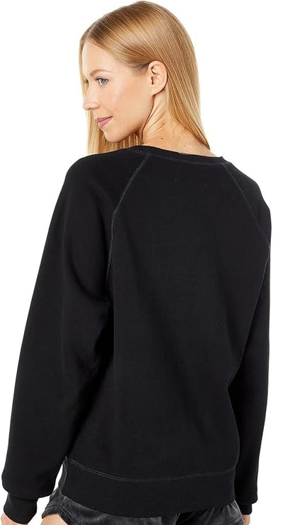 UGG Madeline Fuzzy Logo Crewneck, Black/Cream