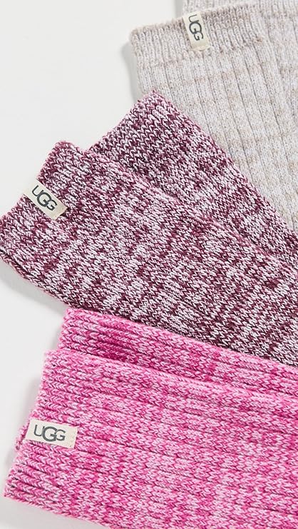 Rib Knit Slouchy Crew Socks 3-Pack, Chroma Pink/ Putty/ Wild Grape