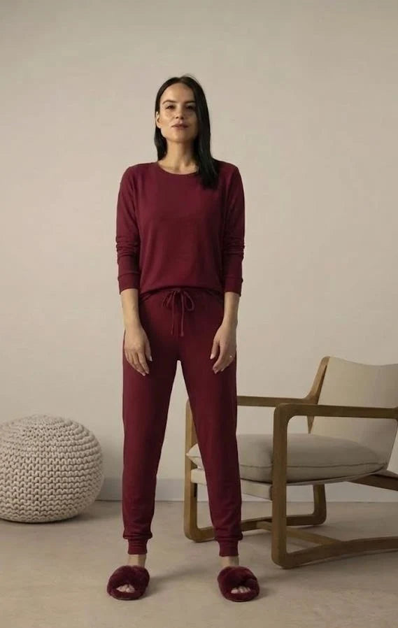 Aspen Dream Cozy Crew Neck Pj Top, Winery