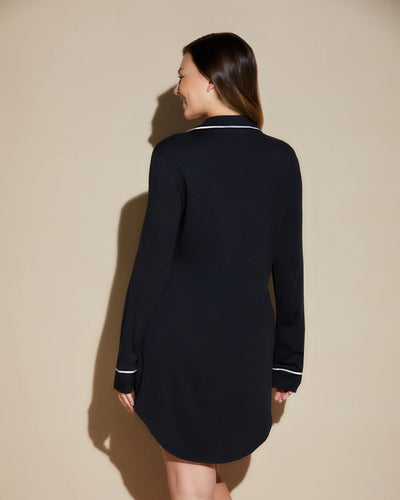 Cosabella Cotton Nightshirt, Black/ Ivory.