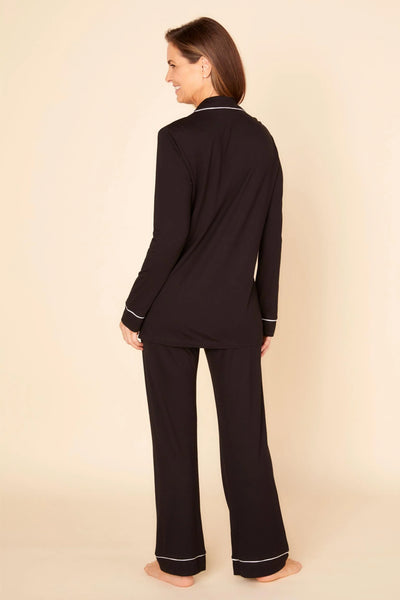 Cosabella Long Sleeve Top & Pant Pajama Set, Black/Ivory